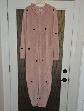 PINK Victoria's Secret Light Pink Plush Hoodie Onesie